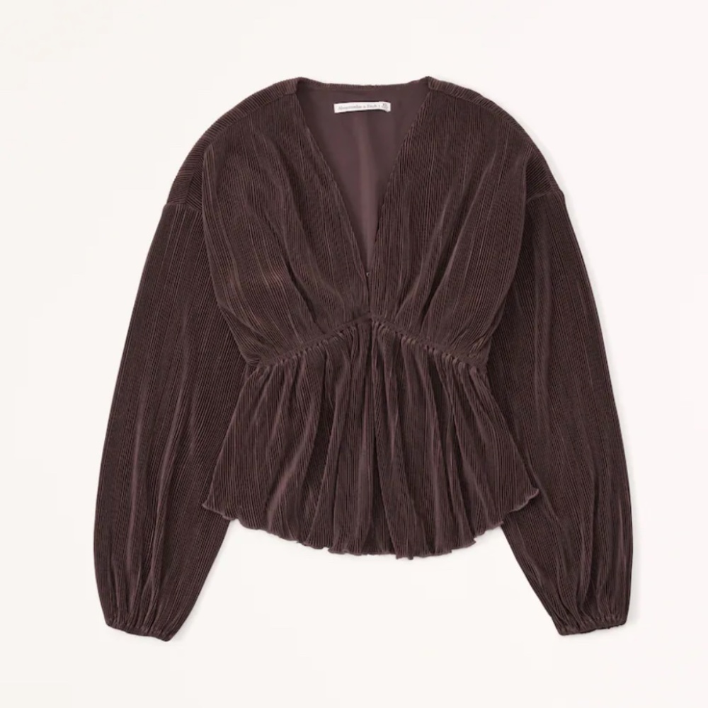 Abercrombie Long Sleeve Easy Waist Satin Top